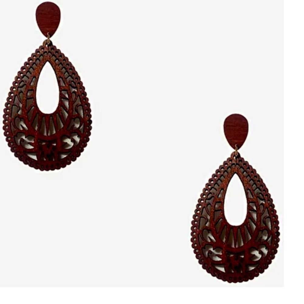 BNWT Bijoux Bar Wood Tear Drop Earrings (OS)